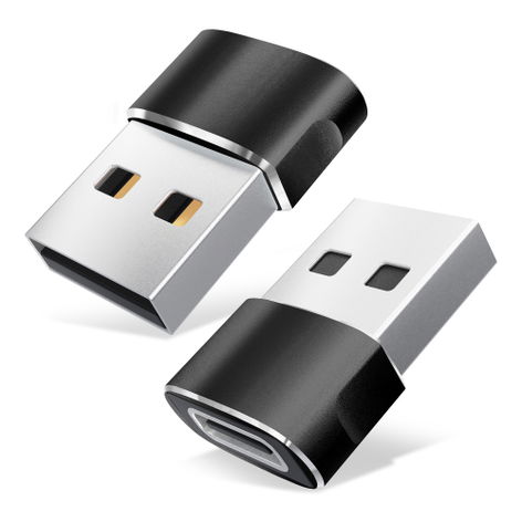 2x Cable and Adapter USB-C (Type-C) to USB A – Black from CELLONIC – Apple iPad mini; Xiaomi Mi 5, 8; MeiZu 17 Pro