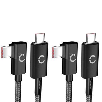 2xUSB C till USB C 100W-kabel L-formad rät vinkel 1m nylon laddning datakabel USB 3.1 10 Gbps 8K för mobiltelefon, surfplatta, smartklocka, GPS, högtalare och mer