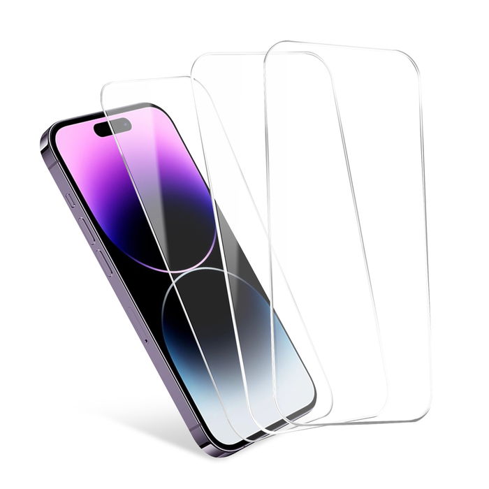 3x CELLONIC iPhone 14 Pro Max skärmskydd - 6,7" Skärmskydd för mobil 2,5D heltäckande ultratunt displayskydd i härdat glas med 9h hårdhet