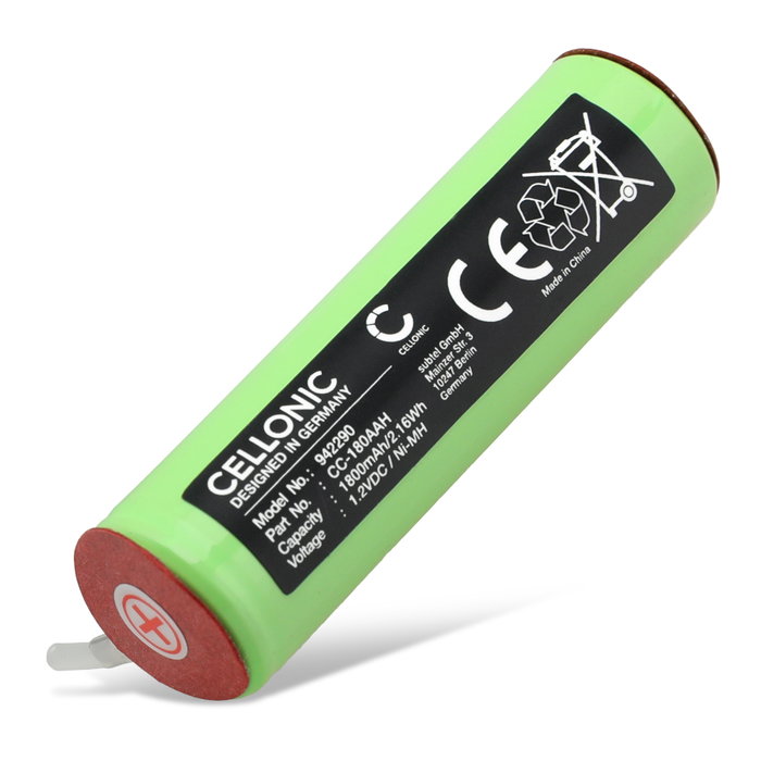 180AAH Batteri för Braun Micron Vario 3, 3020, 4520, 5414, 5424, 6520, 7570, 7765, 8595, 8995 rakapparat eller eltandborste - 1800mAh Laddningsbart ersättningsbatteri eller reservbatteri