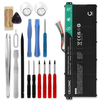 Batteri för Acer Swift 3 SF314-52, Predator Helios 300 G3, Aspire V3-111P, V3-371, ES1-711 15.2V 3600mAh + skruvmejsel-set från CELLONIC