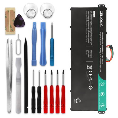 subtel AC14B3K GPS-batteri för Acer Aspire es15 / Aspire es1-572 / Aspire r3 + Werkzeug-Set med 3600mAh 15.2V + skruvmejsel-set - navigatorbatteri med lång batteritid