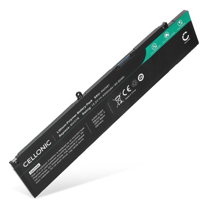 Batteri för Dell G3 15 3500, G5 15 5500, Dell 266J9, 72WGV, MV07R 15.2V 4000mAh från CELLONIC