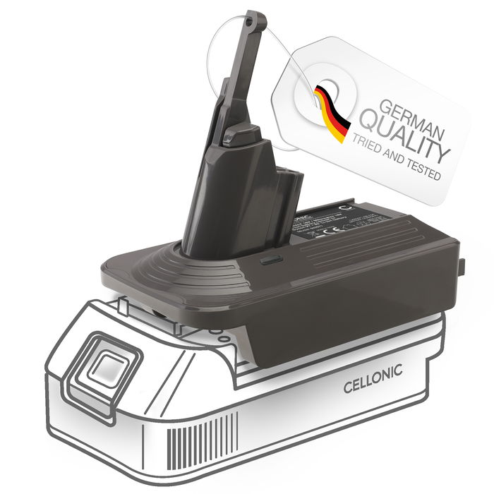 DeWalt 18V / 20V eller Milwaukee 18V till Dyson V7 & V8 Series batteriadapter Omvandlare från CELLONIC