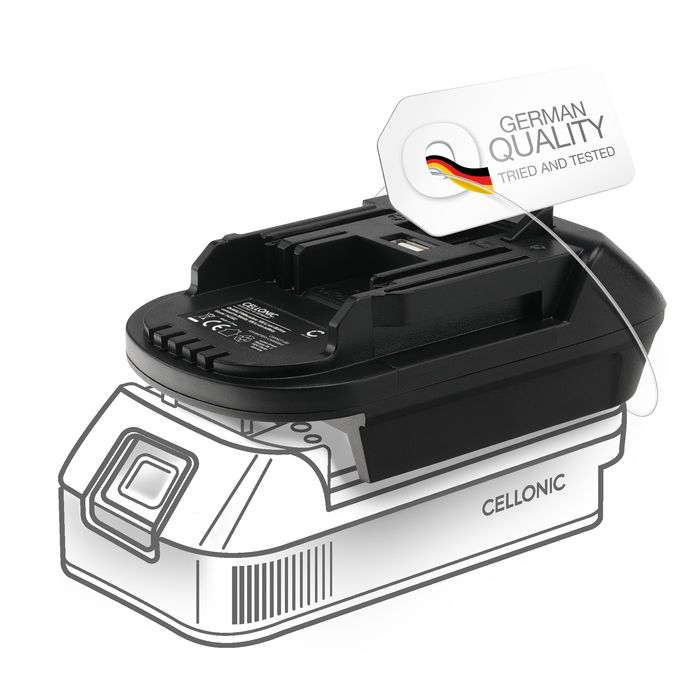 DeWalt 18V-20V eller Milwaukee 18V till Makita 18V Li-ion batteriadapter - DM18M omvandlare för Makita verktyg från CELLONIC