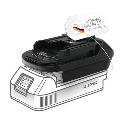 DeWalt 18V-20V eller Milwaukee 18V till Makita 18V Li-ion batteriadapter - DM18M omvandlare för Makita verktyg från CELLONIC