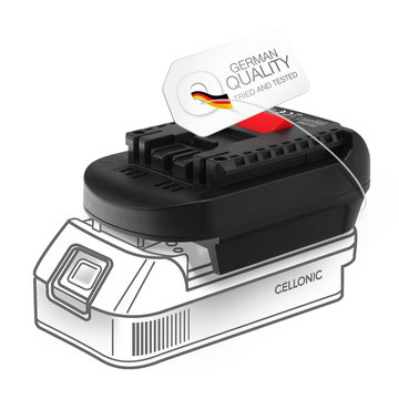 DeWalt 18V-20V eller Milwaukee 18V till Bosch 18V Li-ion batteriadapter - DM18BS omvandlare för Bosch verktyg från CELLONIC