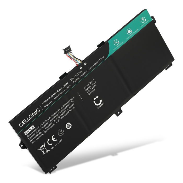 Batteri för Lenovo ThinkPad X13 Yoga, X390 Yoga, Lenovo 5B10W13927, 5B10W13928, L18L3P72 11.55V 4200mAh från CELLONIC