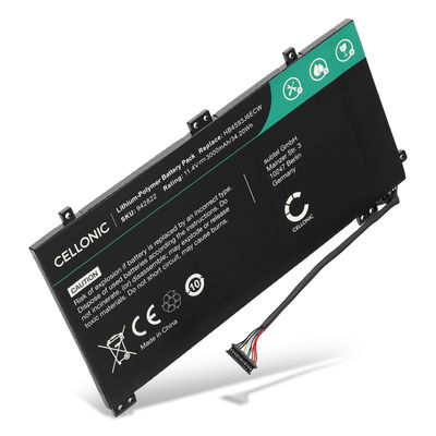 1x Batteri för Huawei Matebook 13, MateBook 13 2020, 13 i7, WRT-WX9, WRT-W19, WRT-W29, HN-W19L, HN-W19R, Huawei HB4593J6ECW, HB4593J6ECW-31 11.4V 3000mAh från CELLONIC