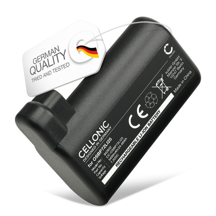 Batteri för Electrolux ERV5210TG, ERV5100IW, ERV5210IW, ERV5100TG, OSBP72LI25, AEG Electrolux Osiris, RX7-1-TM 3400mAh 7.2v från CELLONIC