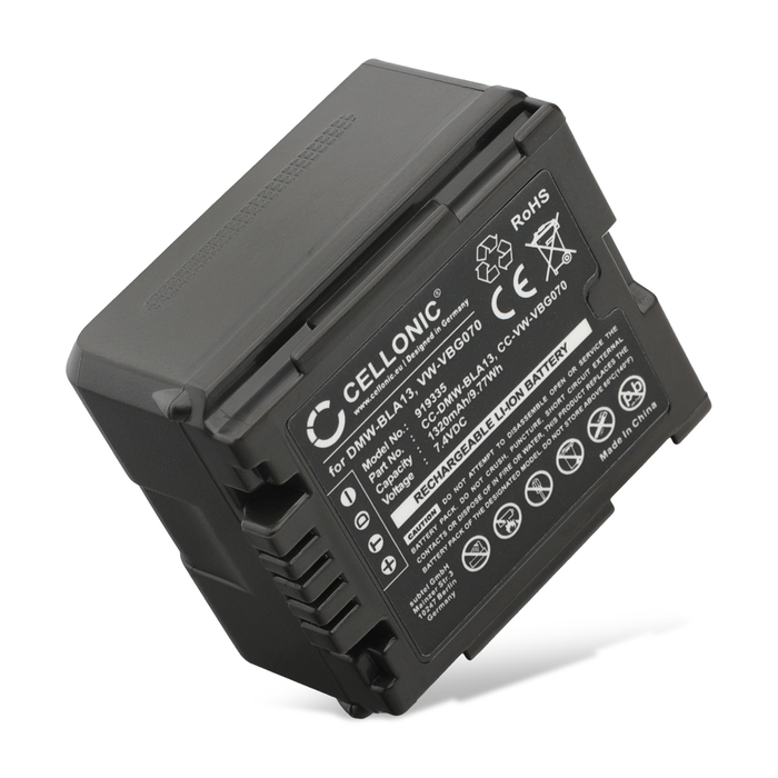 Battery for Panasonic HDC-SD100, HDC-SD10, -SD707, -SD600, HDC-TM700, Lumix DMC-L10 1320mAh from CELLONIC