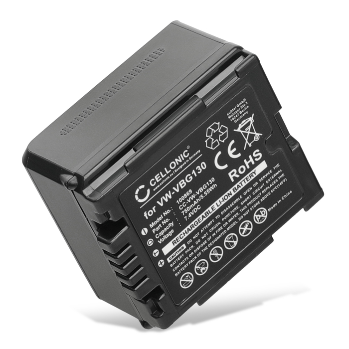 Battery for Panasonic HDC-SD10 SD300 SD707 SD600 SD5 SD9 HDC-TM700 SDR-H250 H20 H40 H80 HS9 750mAh from CELLONIC