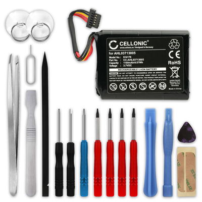 Batteri för TomTom Via Live 120, 125, 120 Live Western Europe, GO Live 820 Europe, XL Live, XL 340M Live, XL 340TM Live, 4EL0.001.01, VF3A 1100mAh + Verktygsset 17 delar från CELLONIC