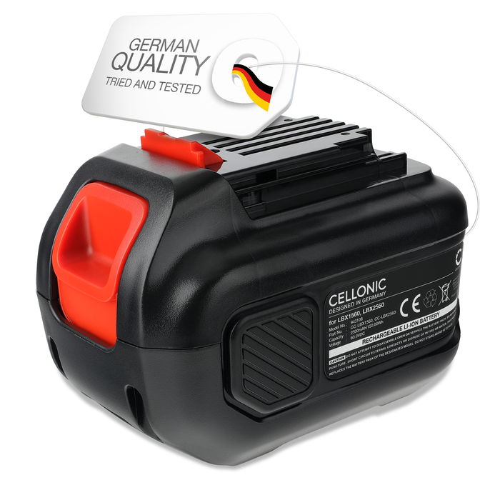 Batteri för Black & Decker 60V MAX Blower, 60V MAX trimmer, CM2060C, LHT360, LHT360C, LHT360CFF 60V 2500mAh Li Ion från CELLONIC