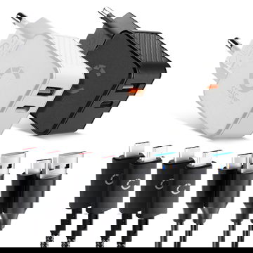 CELLONIC Travel Kit – 6-in-1 2x Dual 20W PD USB Fast Charger & 4x USB Cable Charging Set