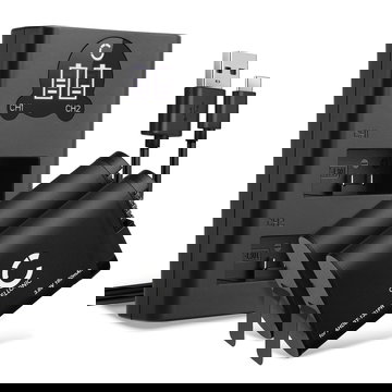 2x Batteri till GoPro Hero 13, AHDBT-1301 AHDBT-1301PR (1900mAh, 3.89V) + Dubbel Laddare från CELLONIC