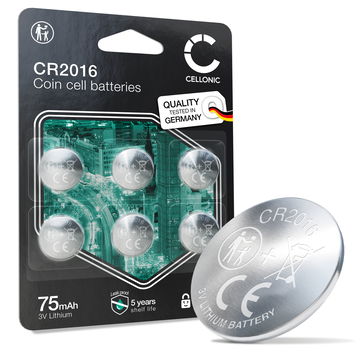 CELLONIC CR2016 Knapcellsbatterier (Lithium, 90 mAh, 3V) för Bilnycklar, Miniräknare, Klockor – x6-Pack