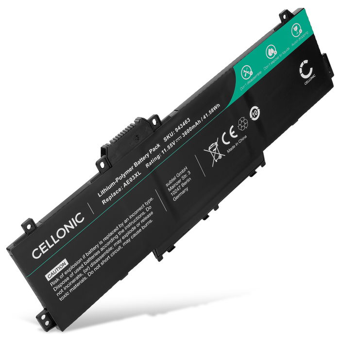 1x Batteri för HP 250 G10, Gen 10, 255 Gen 10, 240 G10, 245 G10, 246 G10, 256 G10, 14-EE, 14-EM, AE03XL, HSTNN-OB3E 11.55V 3600mAh från CELLONIC