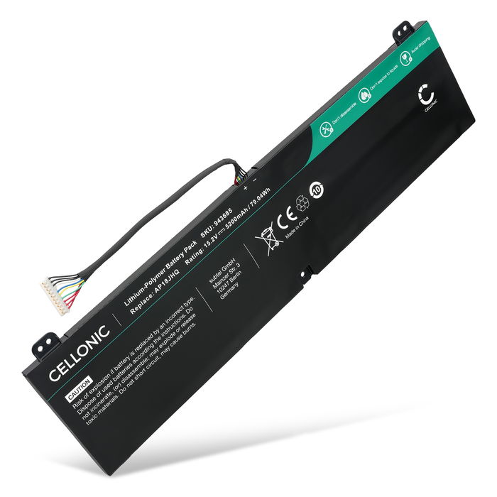 1x Batteri för Acer Predator Triton 500, Triton 500 PT515-51, Triton 500 PT515-52, ConceptD 7 CN715-71, 7 Ezel CC715-71, AP18JHQ, KT.00408.001, KT00408001 15,2V 5200mA från CELLONIC