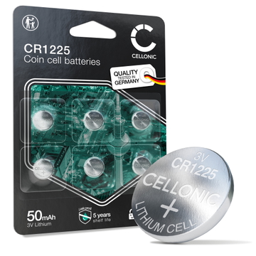 CELLONIC CR1225 Knapcellsbatterier (Lithium, 50mAh, 3V) för Bilnycklar Träningsredskap Klockor – x6-pack