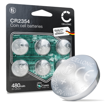 CELLONIC CR2354 Knapcellsbatterier (Lithium, 480, 3V) för Bilnycklar Medicinsk utrustning Klockor – x6-pack