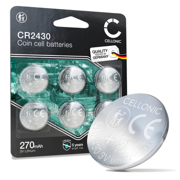 CELLONIC CR2430 Knapcellsbatterier (Lithium, 270mAh, 3V) för Bilnycklar Medicinsk utrustning Klockor – x6-pack