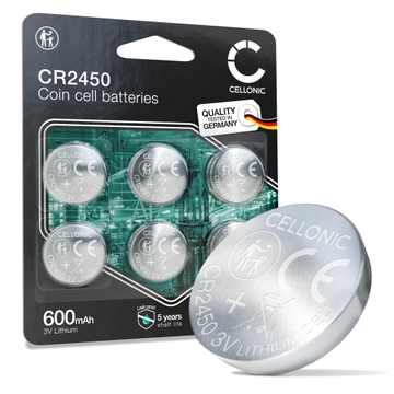CELLONIC CR2450 Knapcellsbatterier (Lithium, 600mAh, 3V) för Bilnycklar Garageportöppnare Smarta hem-enheter – x6-pack