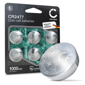 CELLONIC CR2477 Knapcellsbatterier (Lithium, 1000mAh, 3V) för Industrielektronik Medicinsk utrustning Smarta hem-enheter – x6-pack
