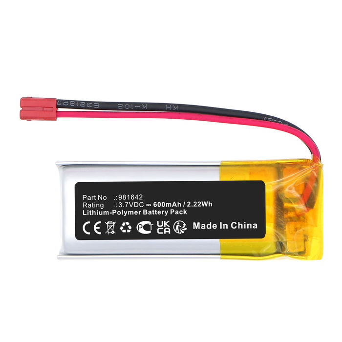 Batteri för Somfy 5121348B, Nina IO 1805251 Touch Display-Steuerung 5121348B, Somfy Nina IO 1805251 Touch Display-Steuerung (600mAh, 3.7V) från CELLONIC