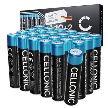 24-pack CELLONIC 1.5V Alkaline AAA-batterier – 1250mAh LR03, Micro, MN2400 engångsbatterier för fjärrkontroller, LED-lampor, leksaker, små elektroniska enheter m.m.