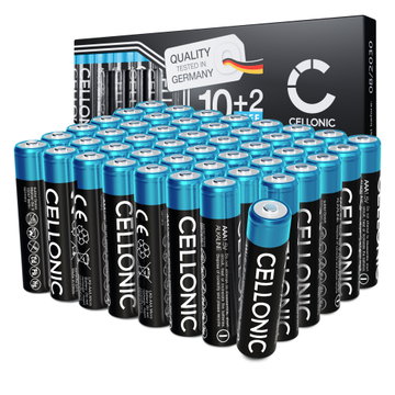 48-pack CELLONIC 1.5V Alkaline AAA-batterier – 1250mAh LR03, Micro, MN2400 engångsbatterier för fjärrkontroller, LED-lampor, leksaker, små elektroniska enheter m.m.