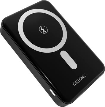 CELLONIC 10000mAh Magnetisk Powerbank, 15W Trådlös, 22.5W USB-C Snabbladdning, MagSafe- och Qi-kompatibel, 2 Enheter Samtidigt, Premium Aluminiumhölje, för iPhone, Samsung och Andra Enheter, Svart