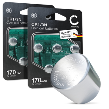 CELLONIC CR1/3N knappcellsbatteri (Lithium, 170mAh, 3V) för Hundhalsband Kameror Laserpekare – x10-pack