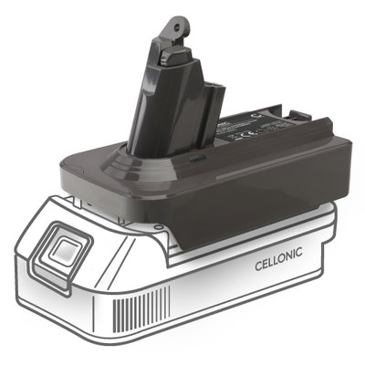Makita 18V till Dyson V6 batteriadapter MT18V6 f&ouml;r Dyson V6 dammsugare fr&aring;n CELLONIC