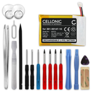 Batteri för Garmin Fenix 7X, Tactix 7 361-00147-10 (300mAh, 3.7V) + skruvmejsel-set från CELLONIC